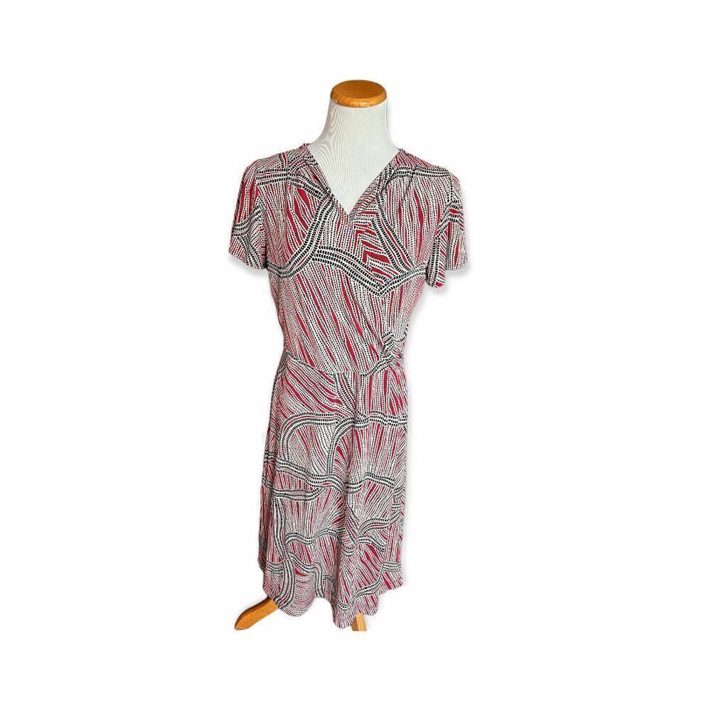Womens 212 Collection Faux Chic Short Sleeve Geometric Print Wrap Dress - Sz M